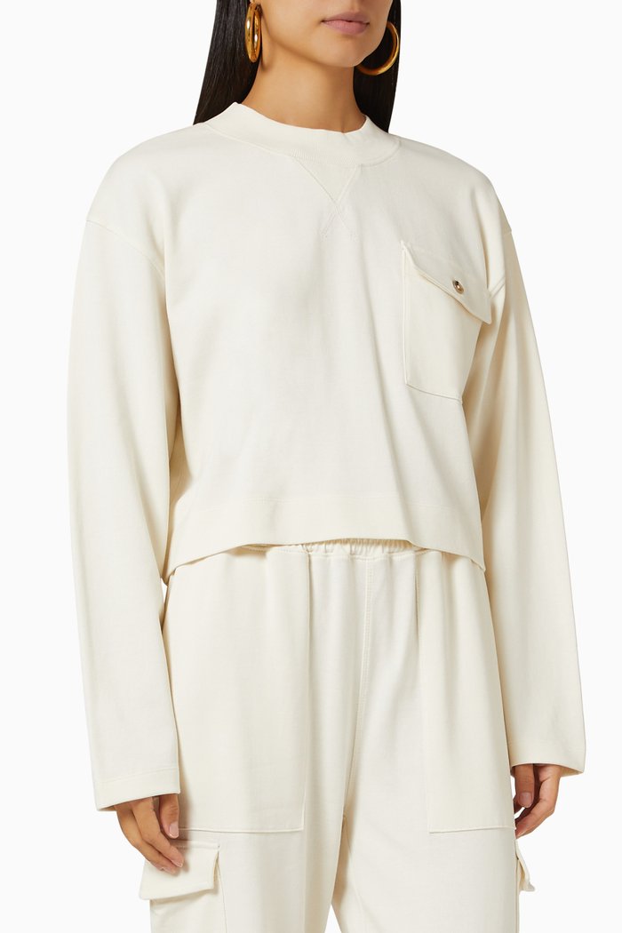 

Rhys Cropped Sweatshirt in Organic Cotton, White