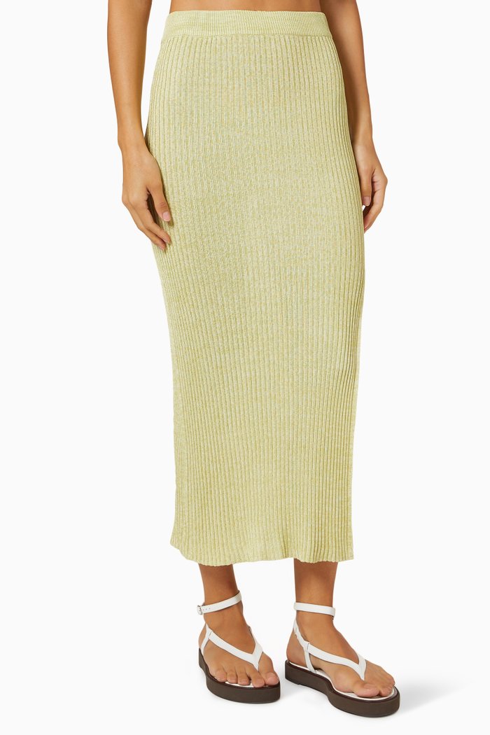 

Delphine Skirt in Ribbed Viscose Knit, Green