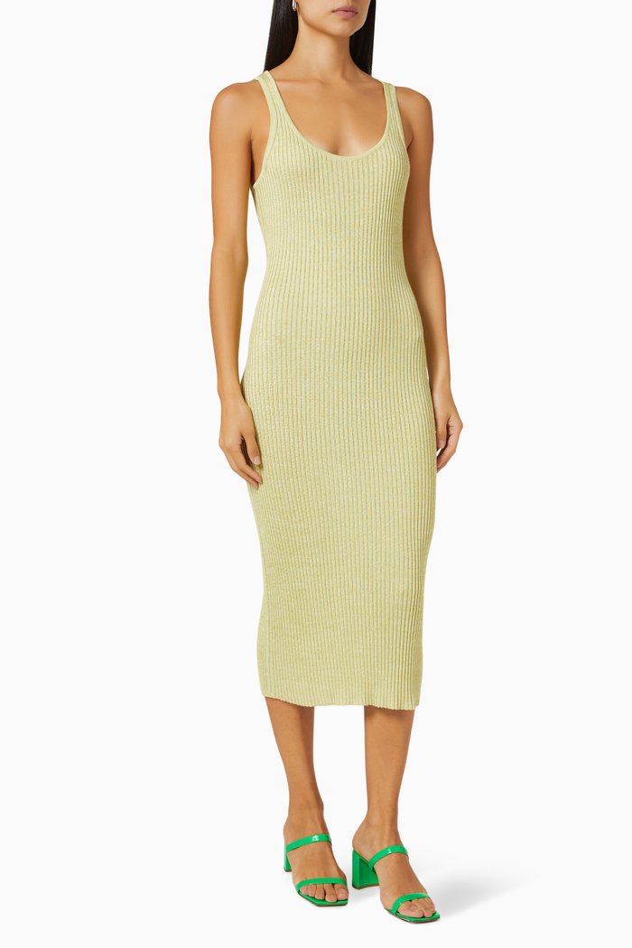 

Thea Dress in Ribbed Organic Cotton & Viscose Knit, Green