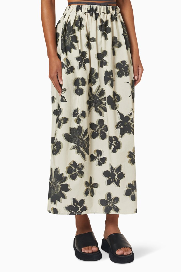 

Ellie Midi Skirt in Organic Cotton Poplin, Black