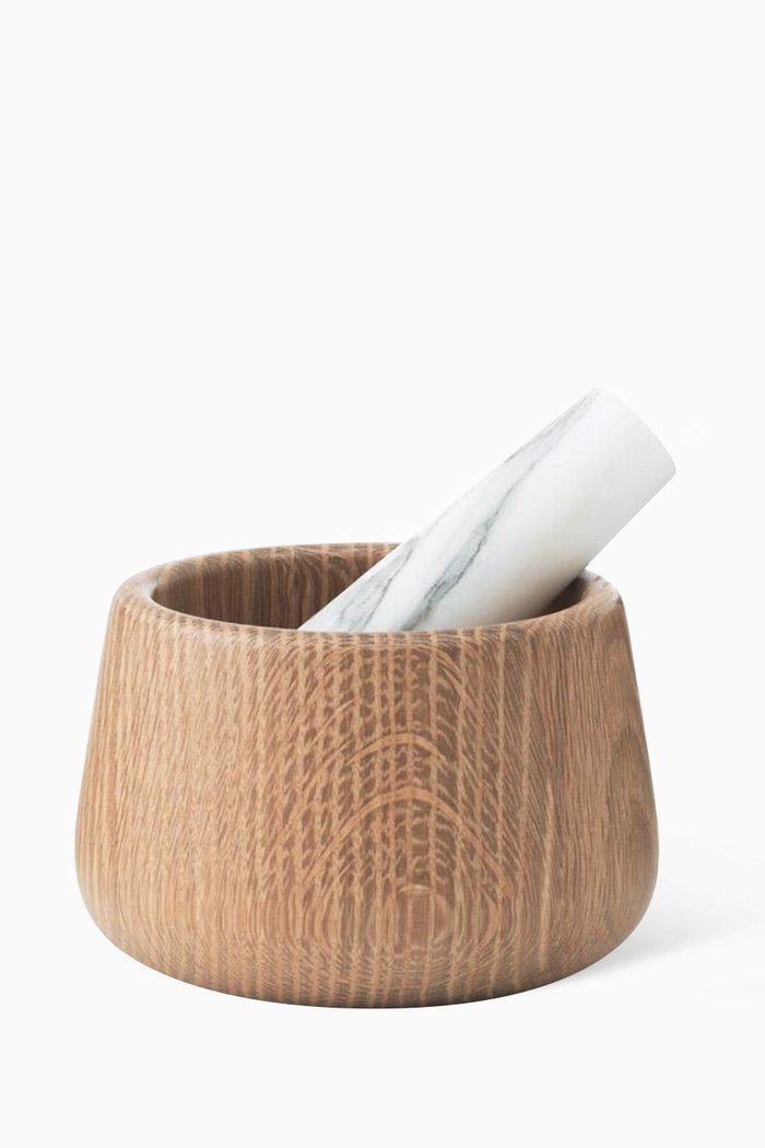

Craft Mortar & Pestle in Oak and Marble, White