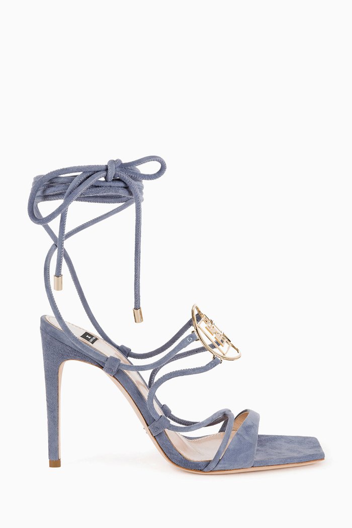 

Logo Plaque Sandals in Suede, Purple