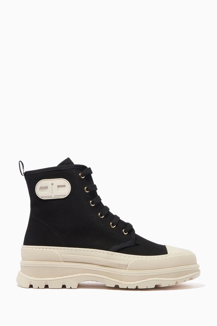

Ankle Boots in Canvas, Black