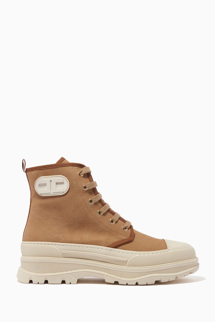 

Ankle Boots in Canvas, Brown