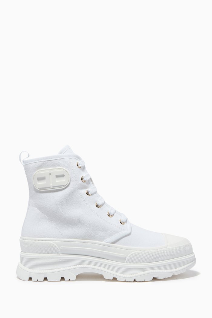 

Ankle Boots in Canvas, White