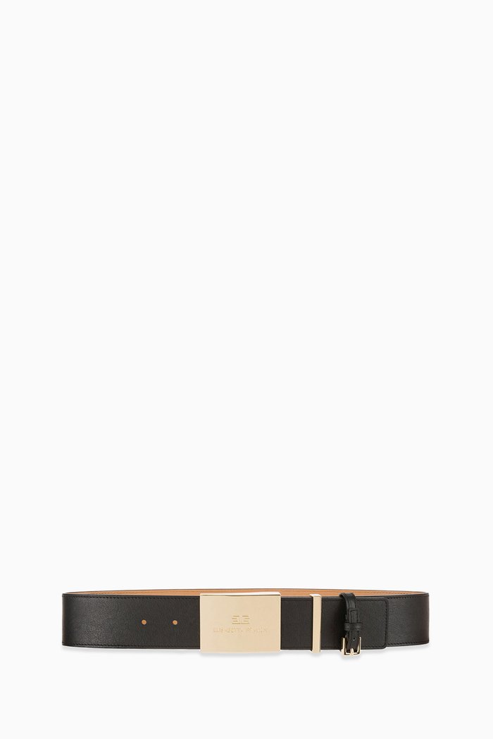 

High Waist Belt in Leather, Black