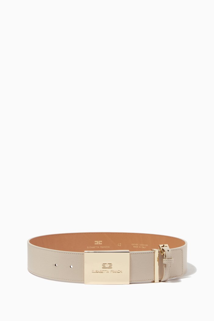 

High Waist Belt in Leather, Neutral
