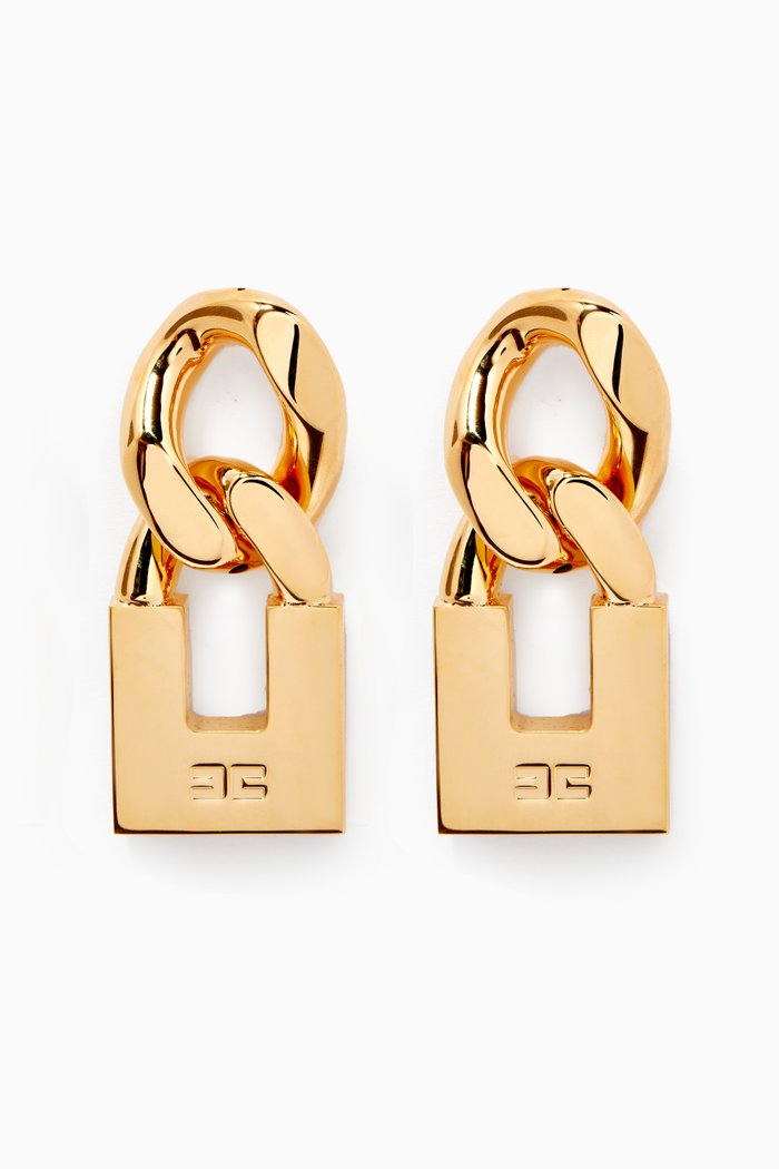 

Maxi Chain Padlock Earrings in Metal, Gold