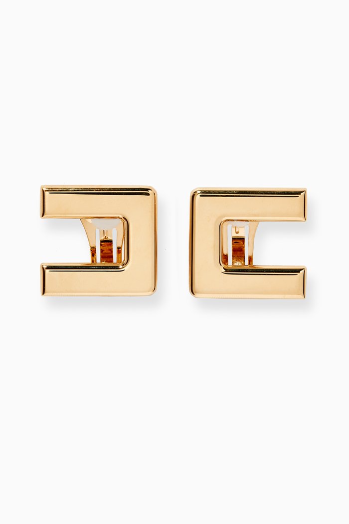 

Logo Clip Earrings in Metal, Gold