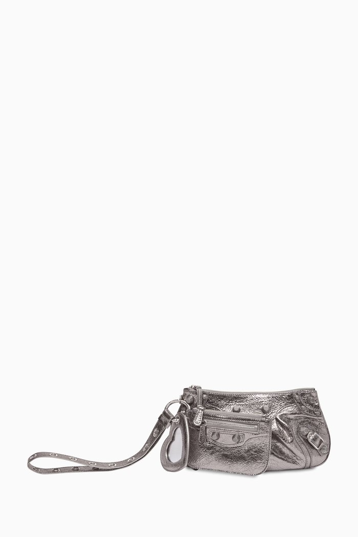 

Le Cagole Mini Multipouch in Metallic Arena Lambskin, Silver