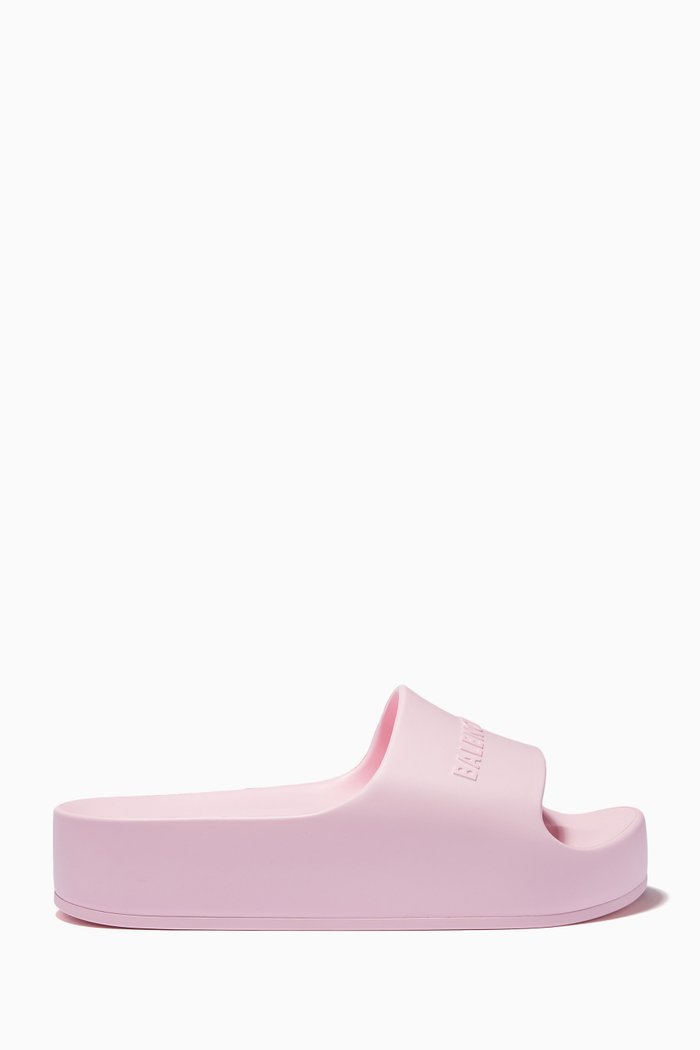 Chunky Slides in Rubber, Pink