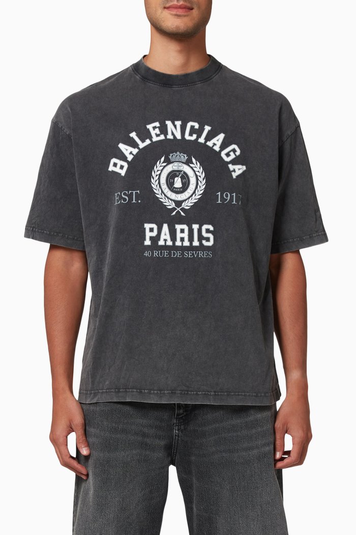 

College 1917 Medium Fit T-shirt in Vintage Cotton Jersey, Black