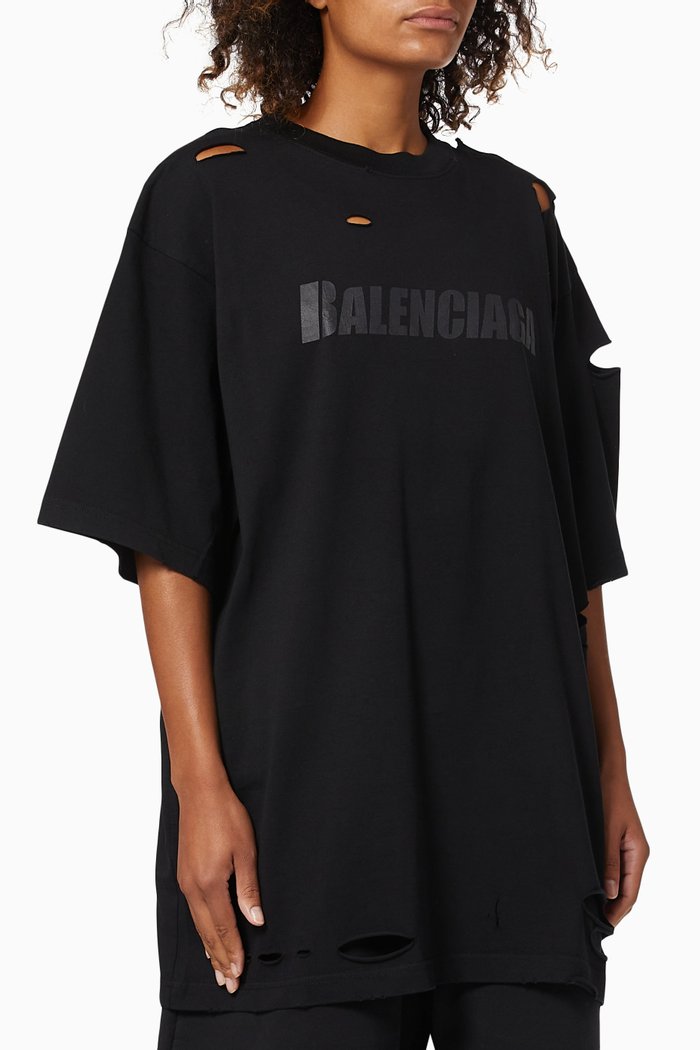 

Caps Destroyed Flatground Large Fit T-shirt in Vintage Jersey, Black