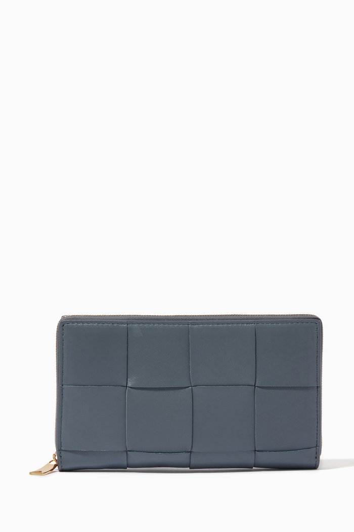 

Continental Wallet in Intrecciato Nappa, Grey