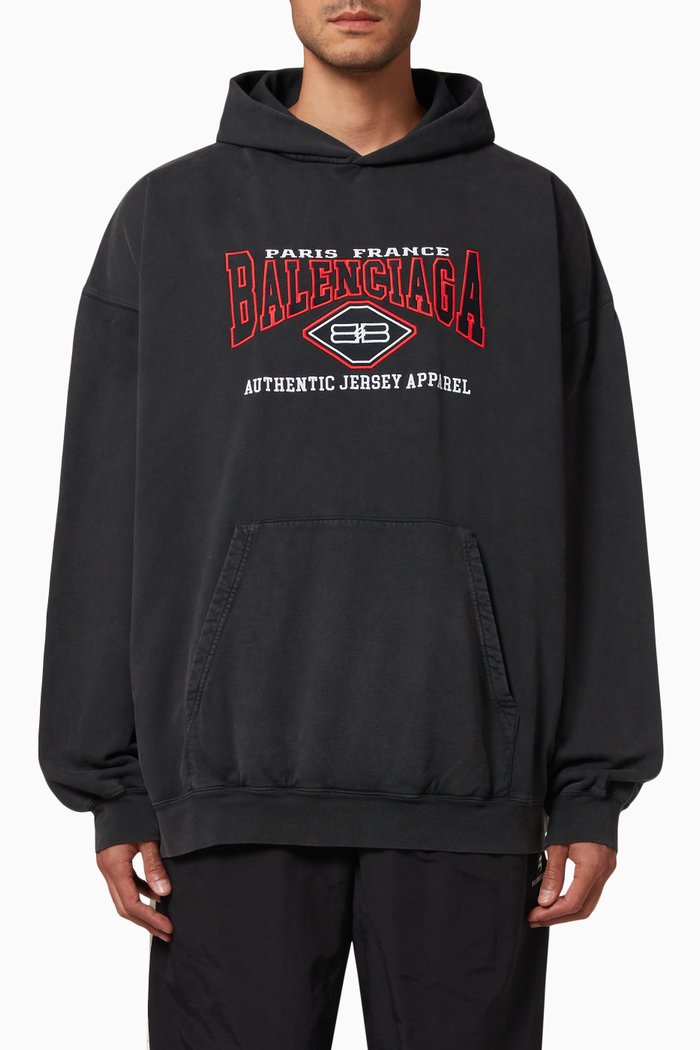 

Logo Large Fit Hoodie in Cotton Fleece, Black