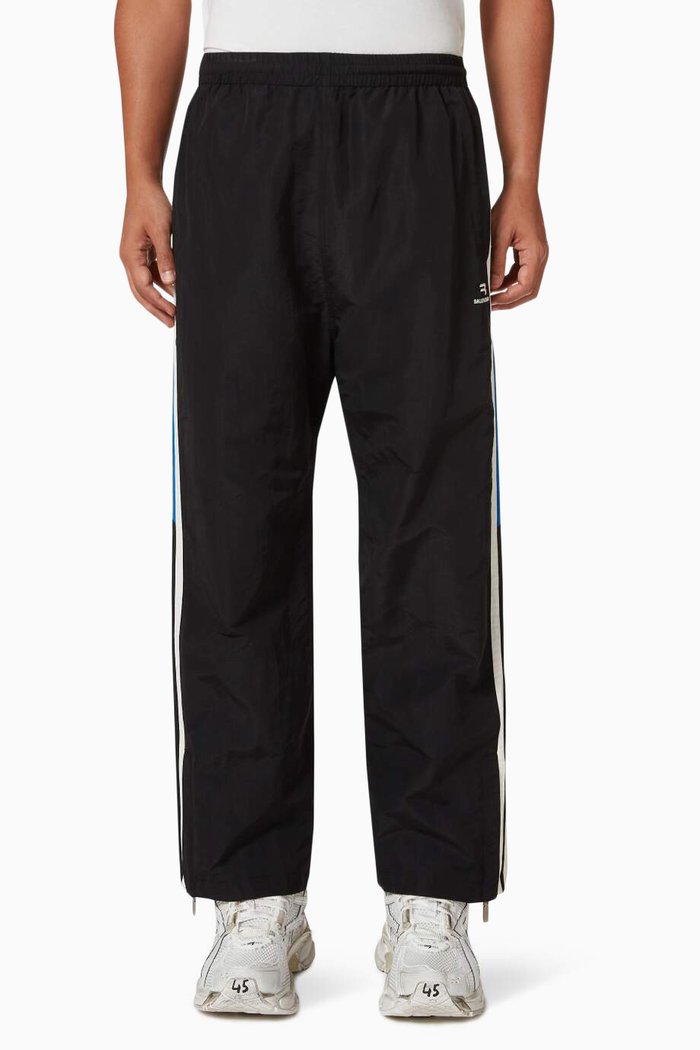 Sporty B Tracksuit Pants in Nylon, Black