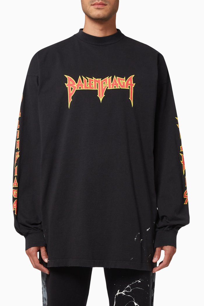 

Splatter Paint Logo Oversized T-shirt in Cotton Jersey, Black