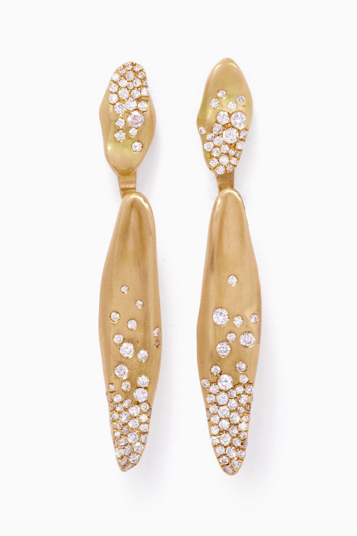 

Baby Malak Flourish Marquise Diamond Earrings in 18kt Yellow Gold