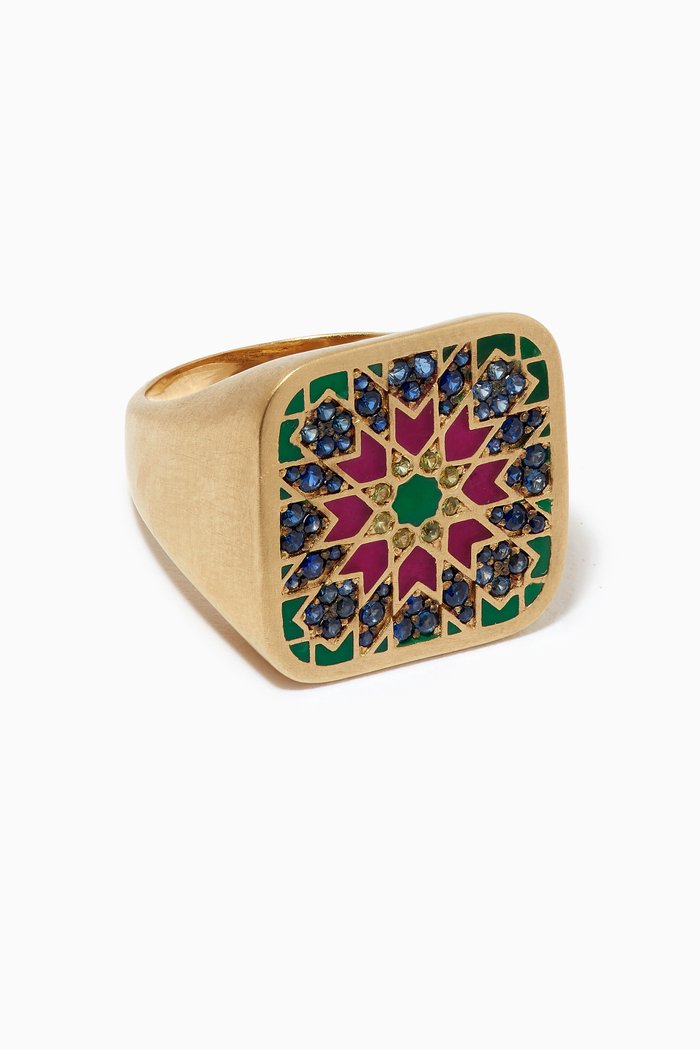 

Blat Beirut Star Sapphire & Enamel Ring in 18kt Yellow Gold
