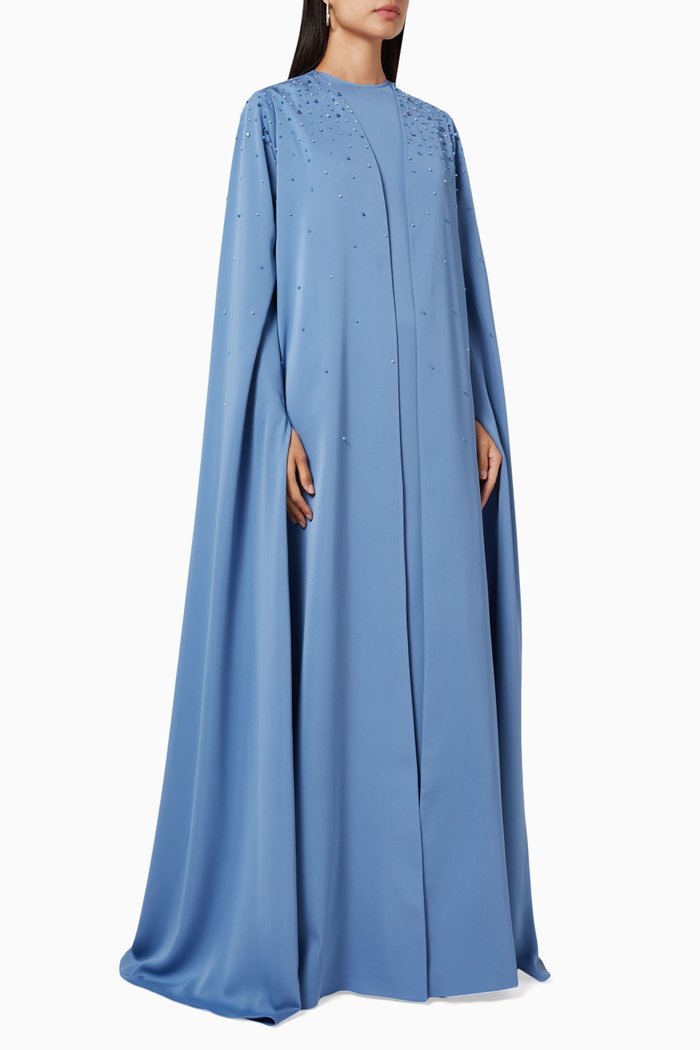 

2 Piece Embellished Abaya Set, Blue