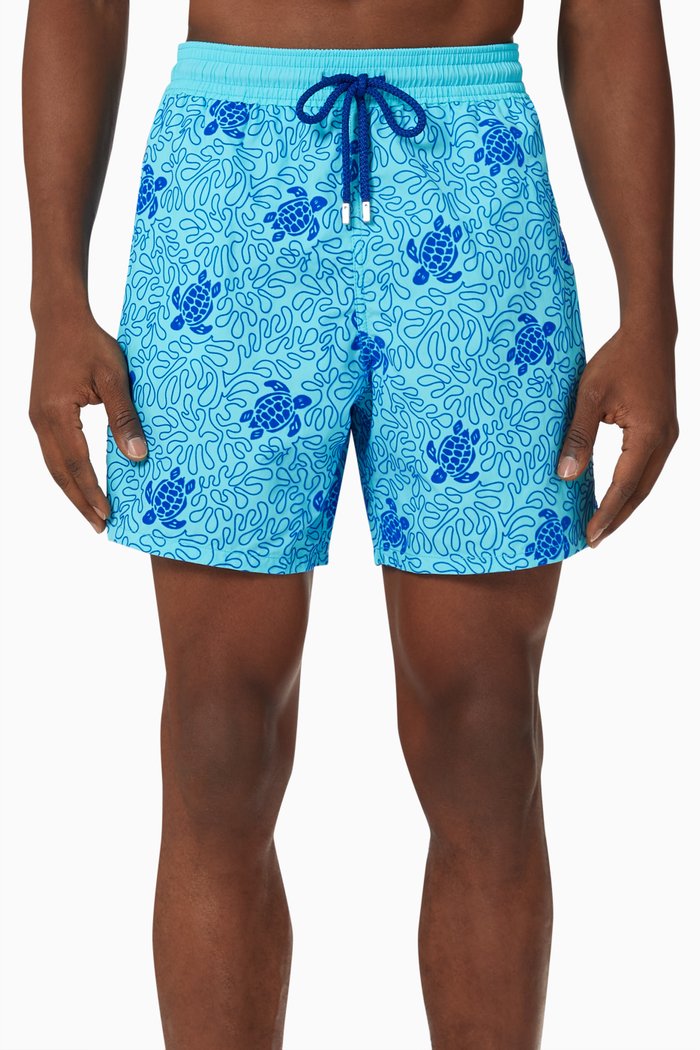 

Moorea Turtles Splash Swim Shorts in Recycled Nylon, Blue