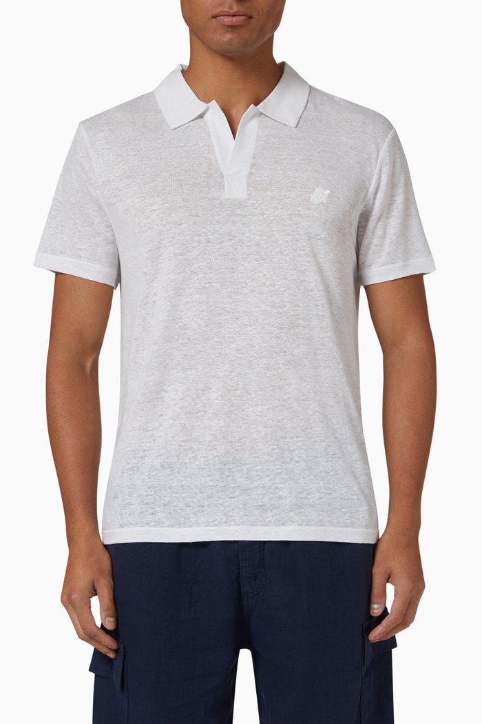 

Pyramid Polo Shirt in Linen-jersey, White