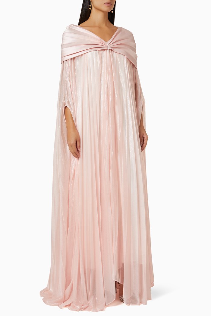 

Rania Pleated Cape in Tulle, Pink