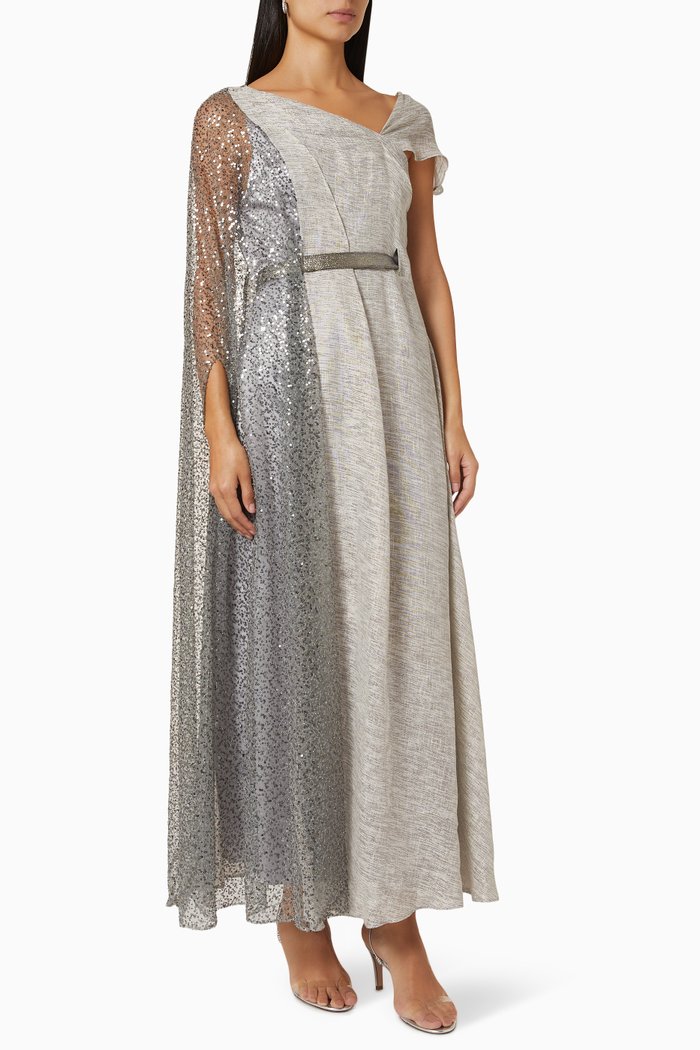 

Sequin Draped Kaftan, Grey