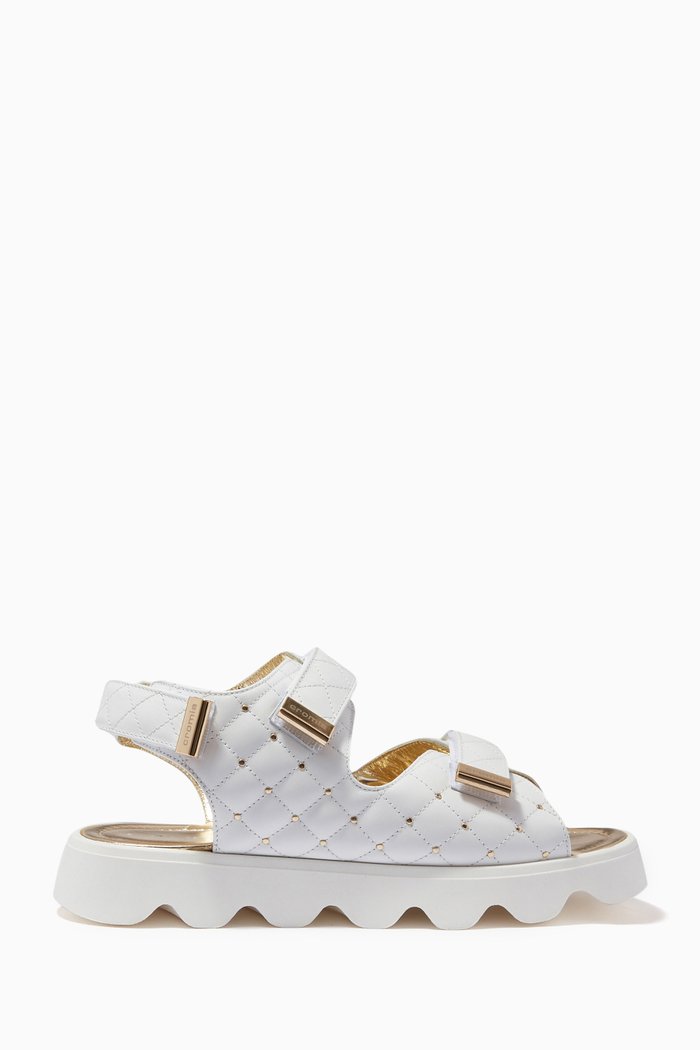 Sandals in Quilted Faux Leather, White
