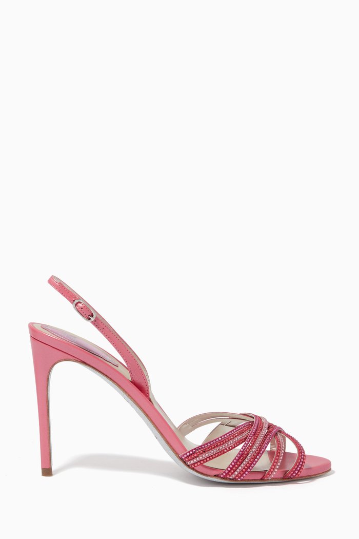 Vida 105 Sandals in Leather & Micro Crystals, Pink