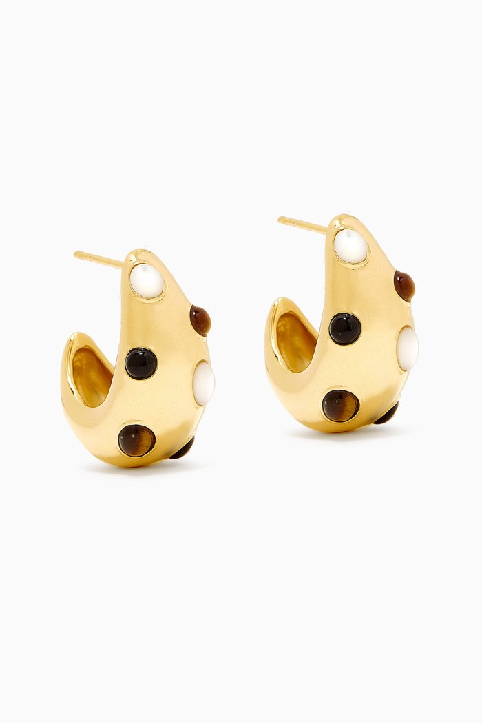 

Medium Savi Multi-stone Earrings in 18kt Recycled Gold-plated Brass