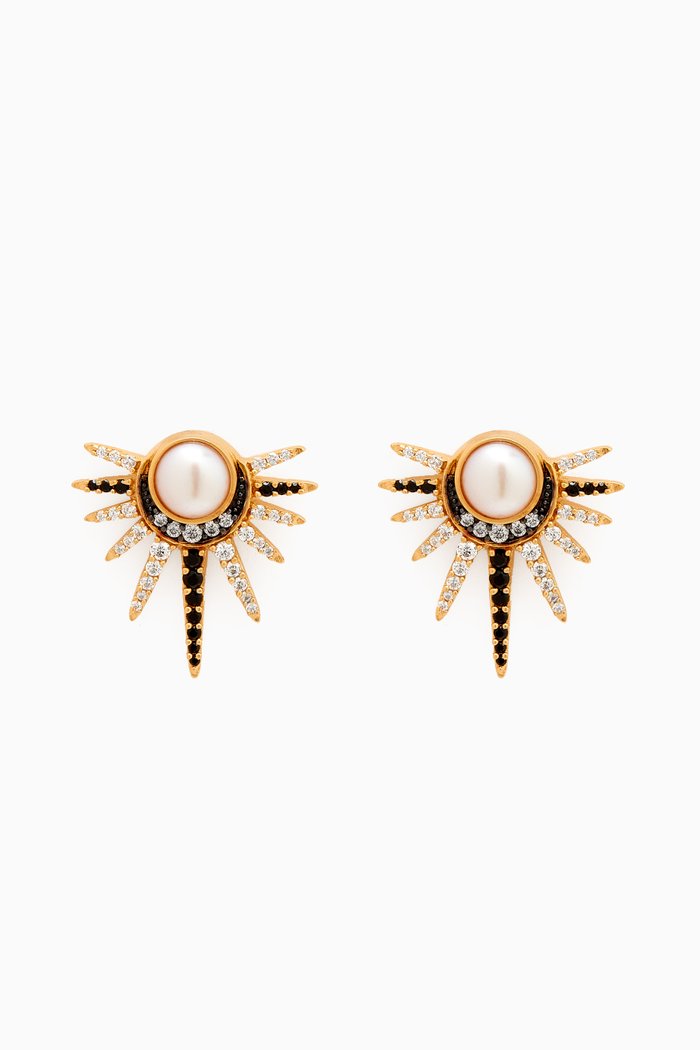 

x Harris Reed Celestial Pearl Stud Earrings, Gold