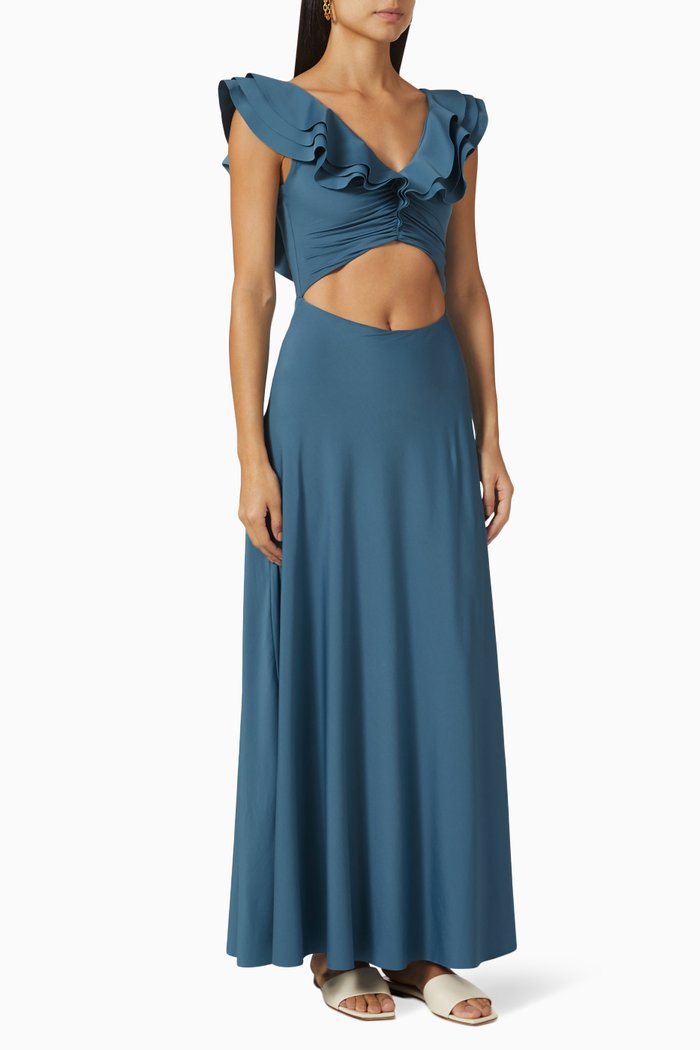 

Salerno Maxi Dress in Stretch Nylon, Blue