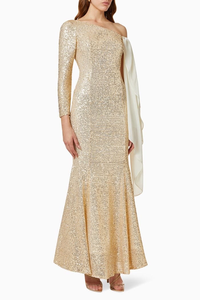 

Fishtail Gown in Sequin, Gold