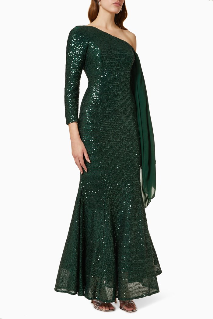 

Fishtail Gown in Sequin, Green