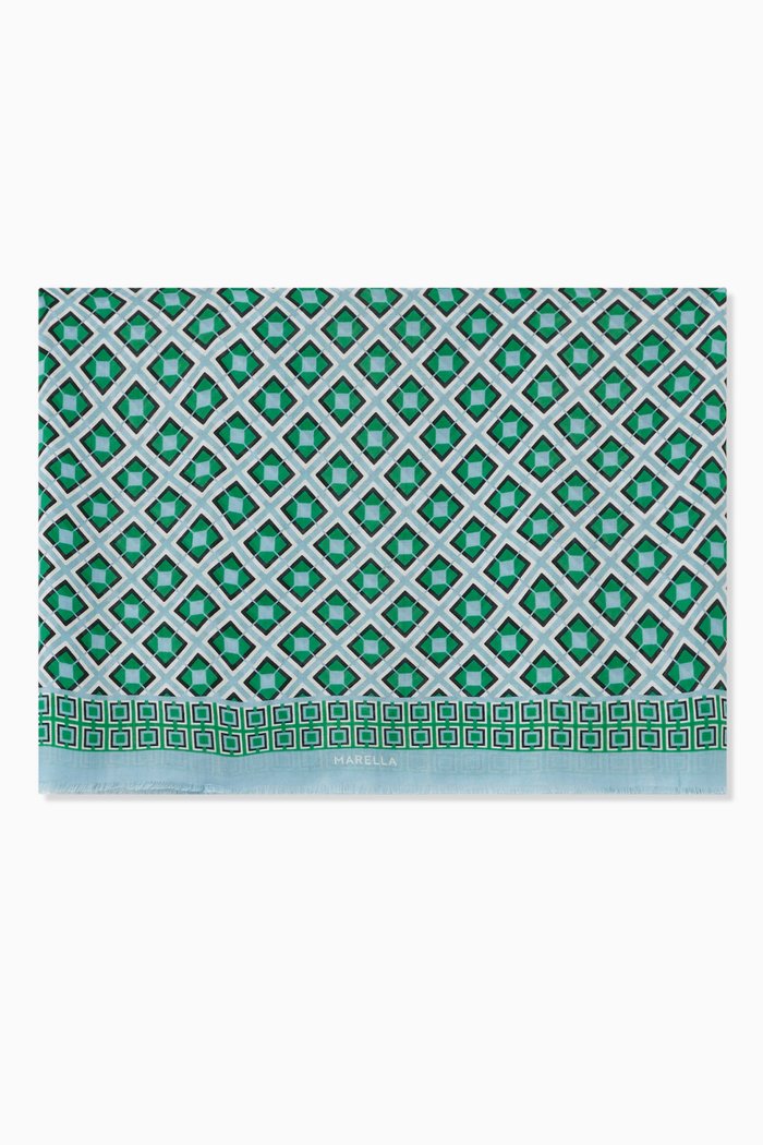 Geometric Print Scarf, Green
