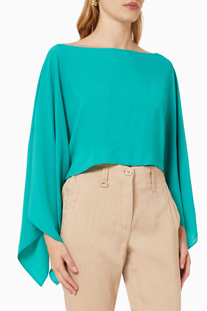 

Cape Poncho in Crepe, Green