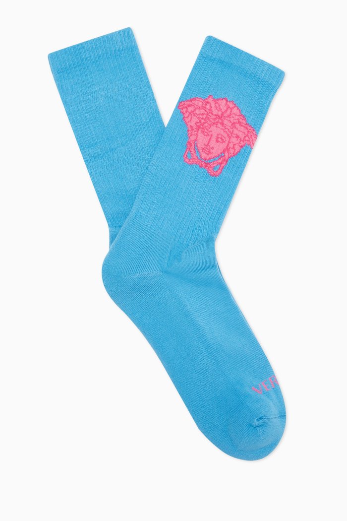 

Medusa Ankle Socks in Stretch Cotton, Blue