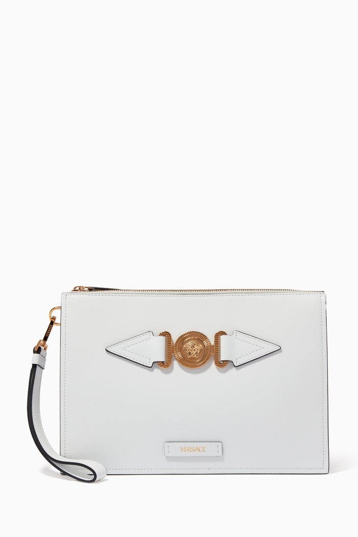 

Medusa Biggie Pouch Bag in Premium Leather, White