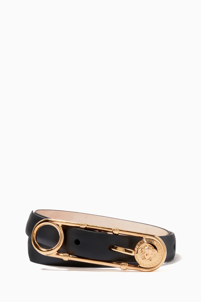 

Safety Pin Belt in Leather, Black