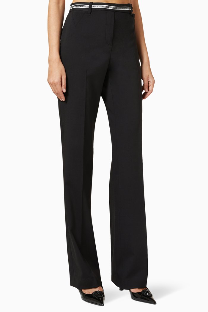 

Logo Belt Trousers in Wool, Black