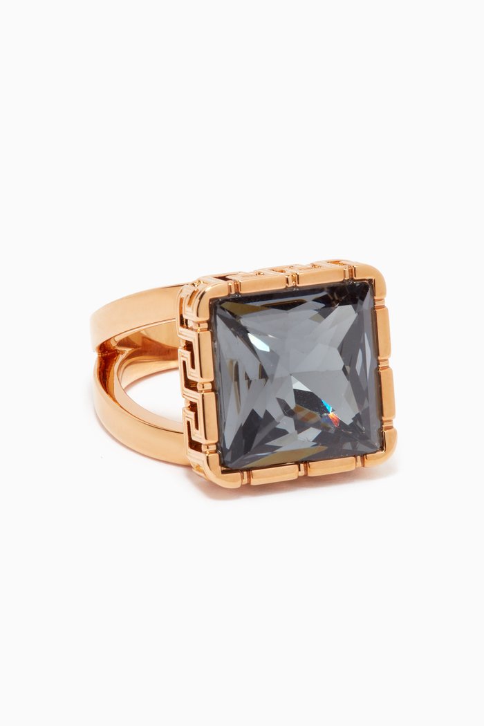 

Greca Gemstone Ring in Brass, Black