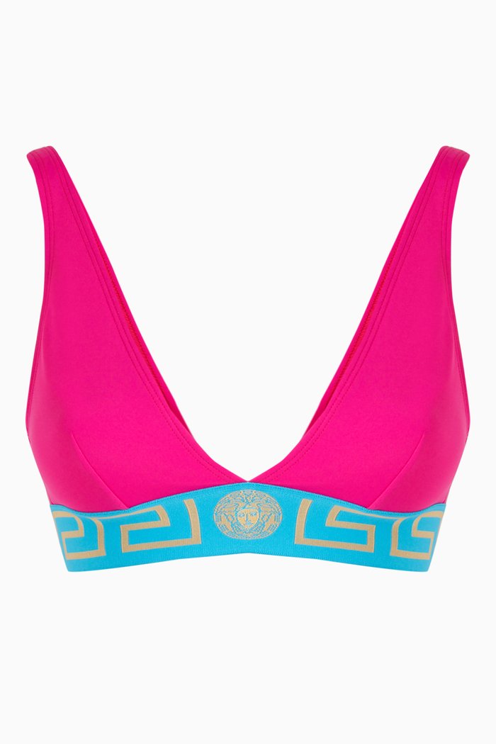 

Greca Border Triangle Bikini Top, Pink