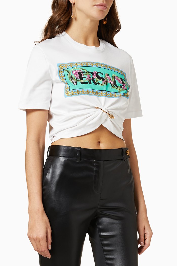 

Safety Pin Acid Bouquet T-shirt in Cotton Jersey, White