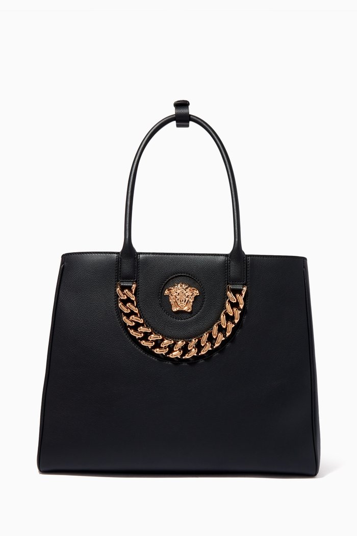 

La Medusa Large Tote Bag in Leather, Black