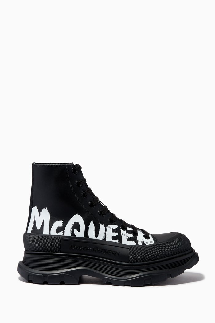 

Grafitti Logo Tread Boots in Canvas, Black