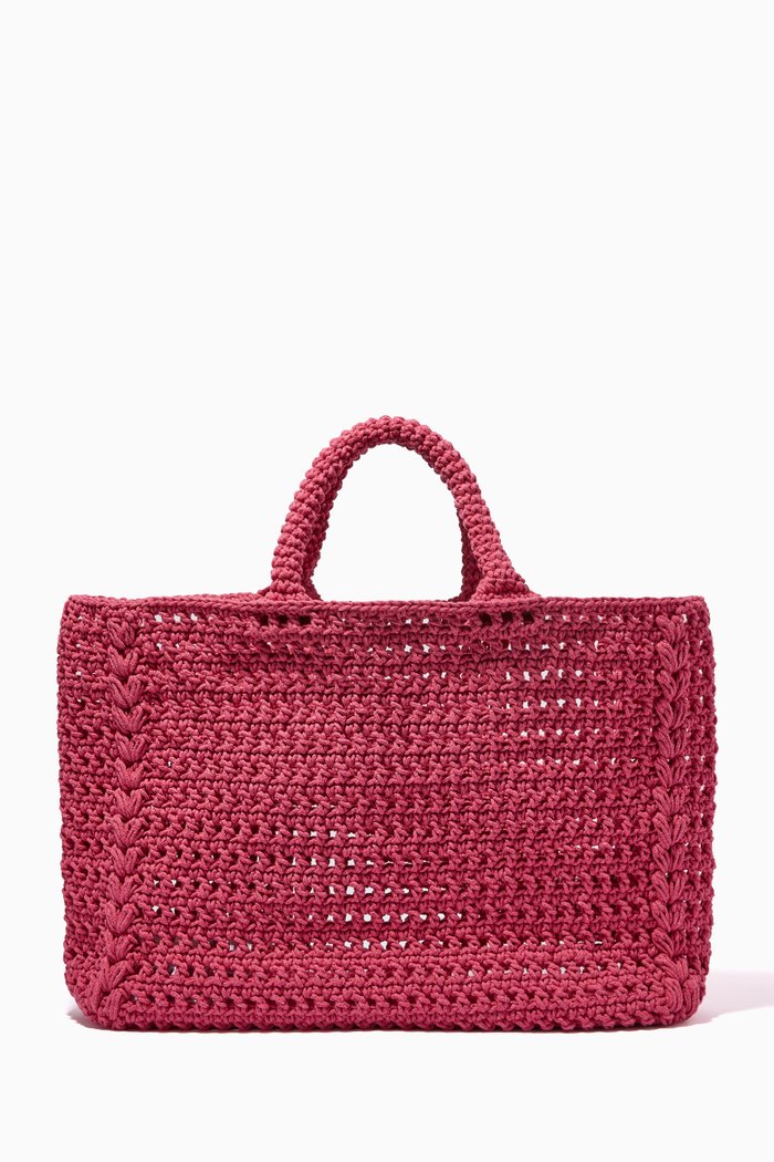 

Crochet Tote Bag in Recycled Cotton, Pink