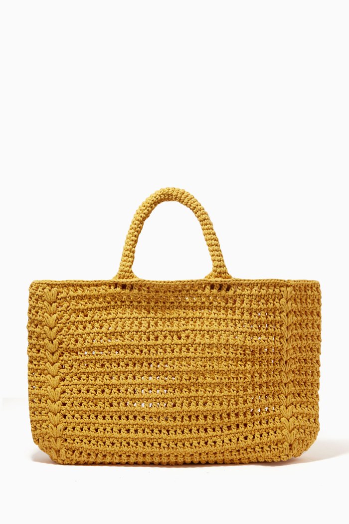 

Crochet Tote Bag in Recycled Cotton, Yellow