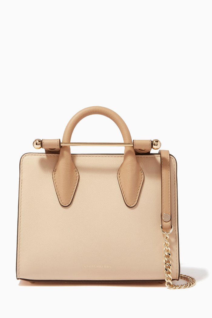 

Nano Tote Bag in Leather, Neutral