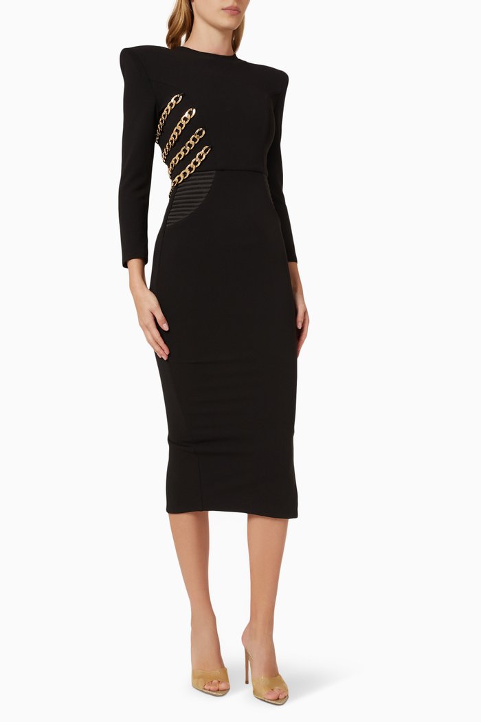 

Nemi Midi Dress in Stretch Crepe, Black